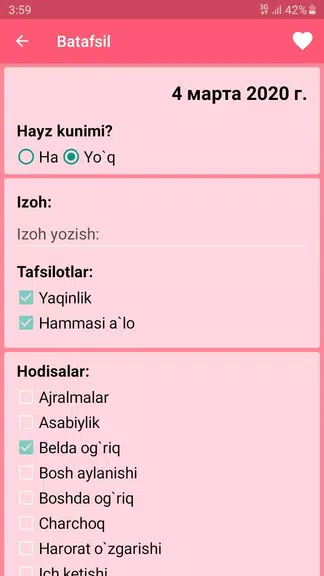 Ayollar kalendari va kundaligi 螢幕截圖 2