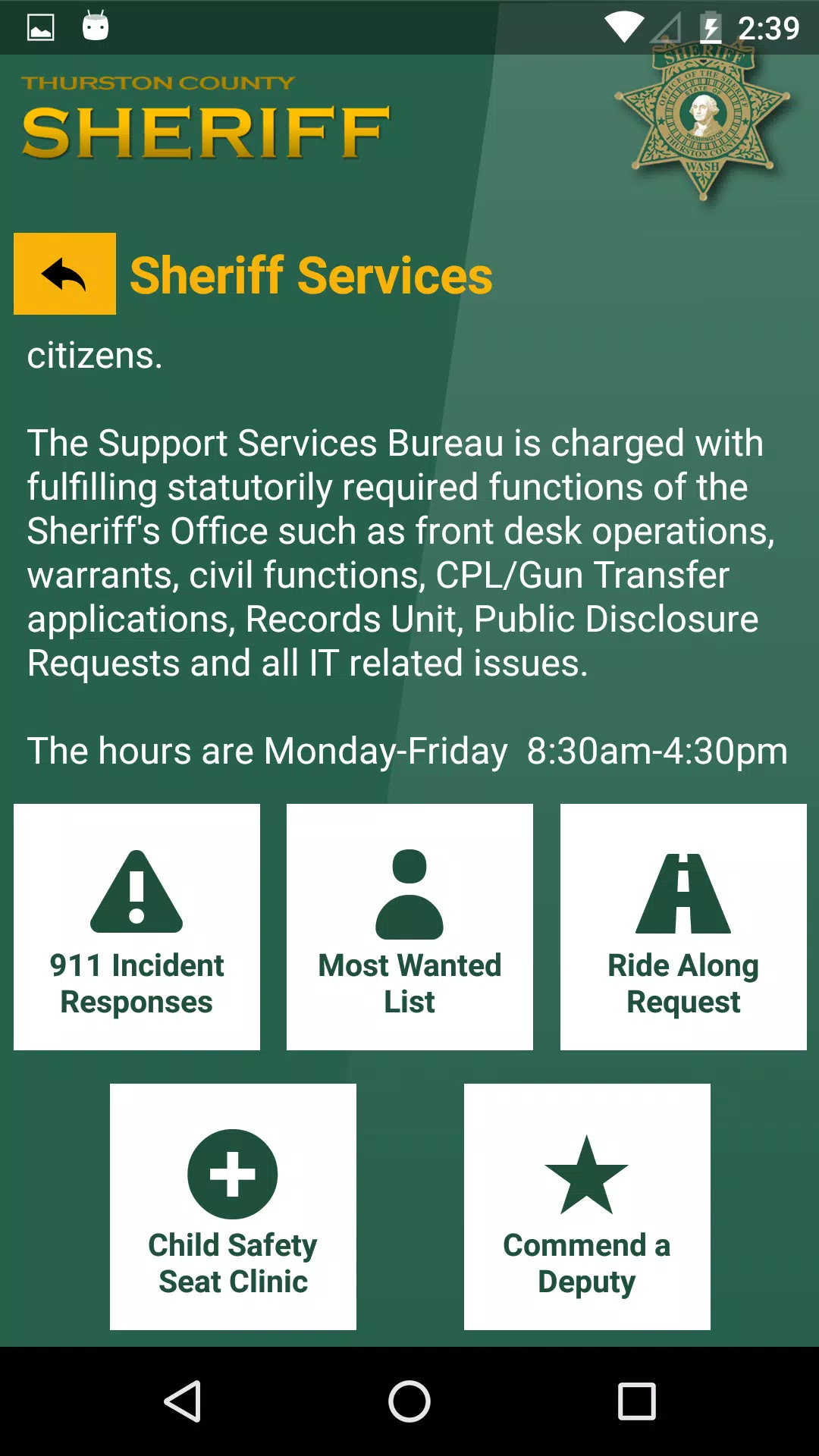 Thurston County Sheriff ဖန်သားပြင်ဓာတ်ပုံ 2