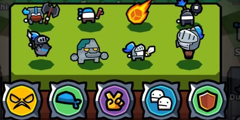 さまざまなメニュースキルを備えたかわいい戦士の束