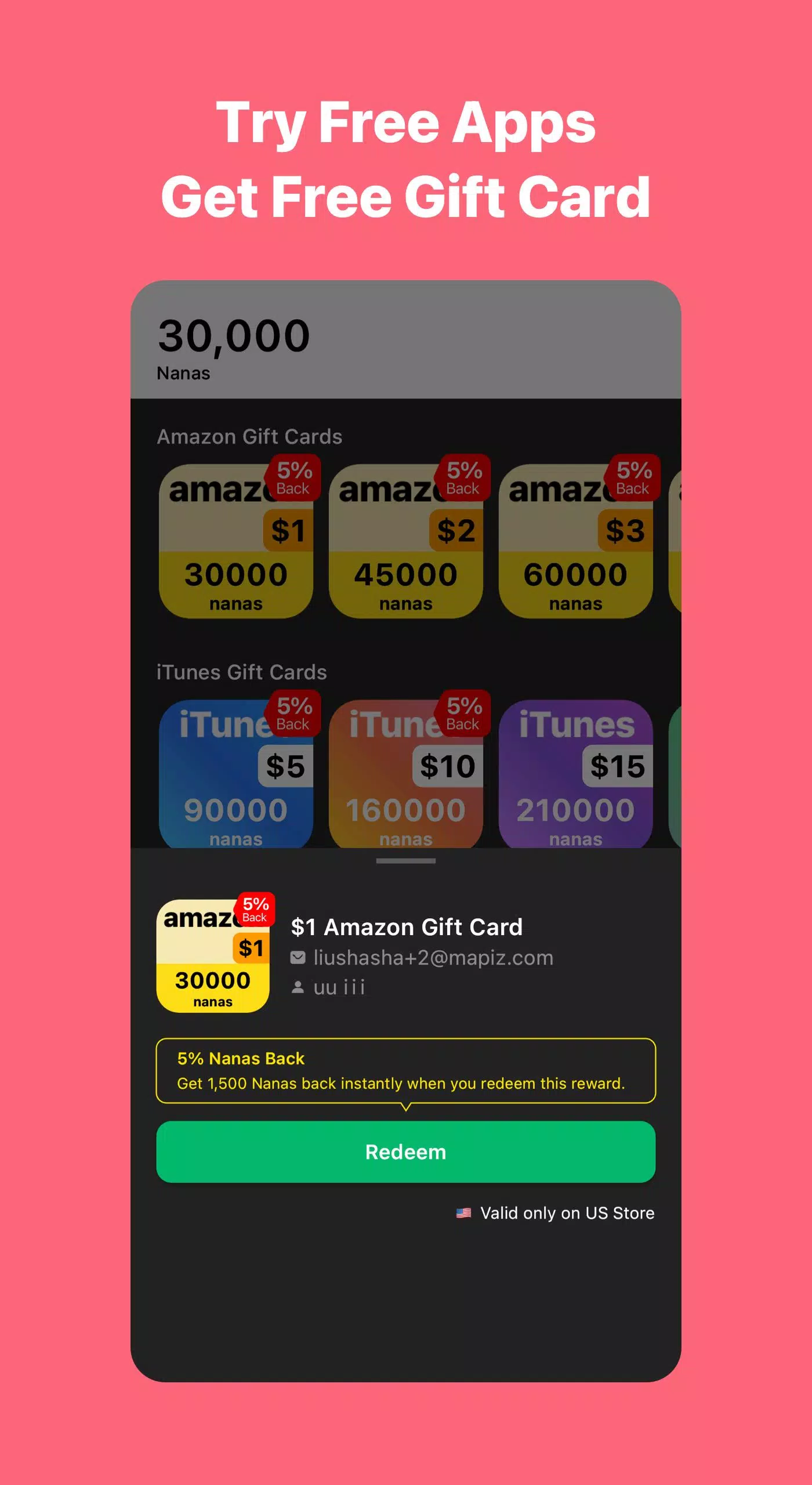 AppNana: Gift Cards Rewards应用截图第1张