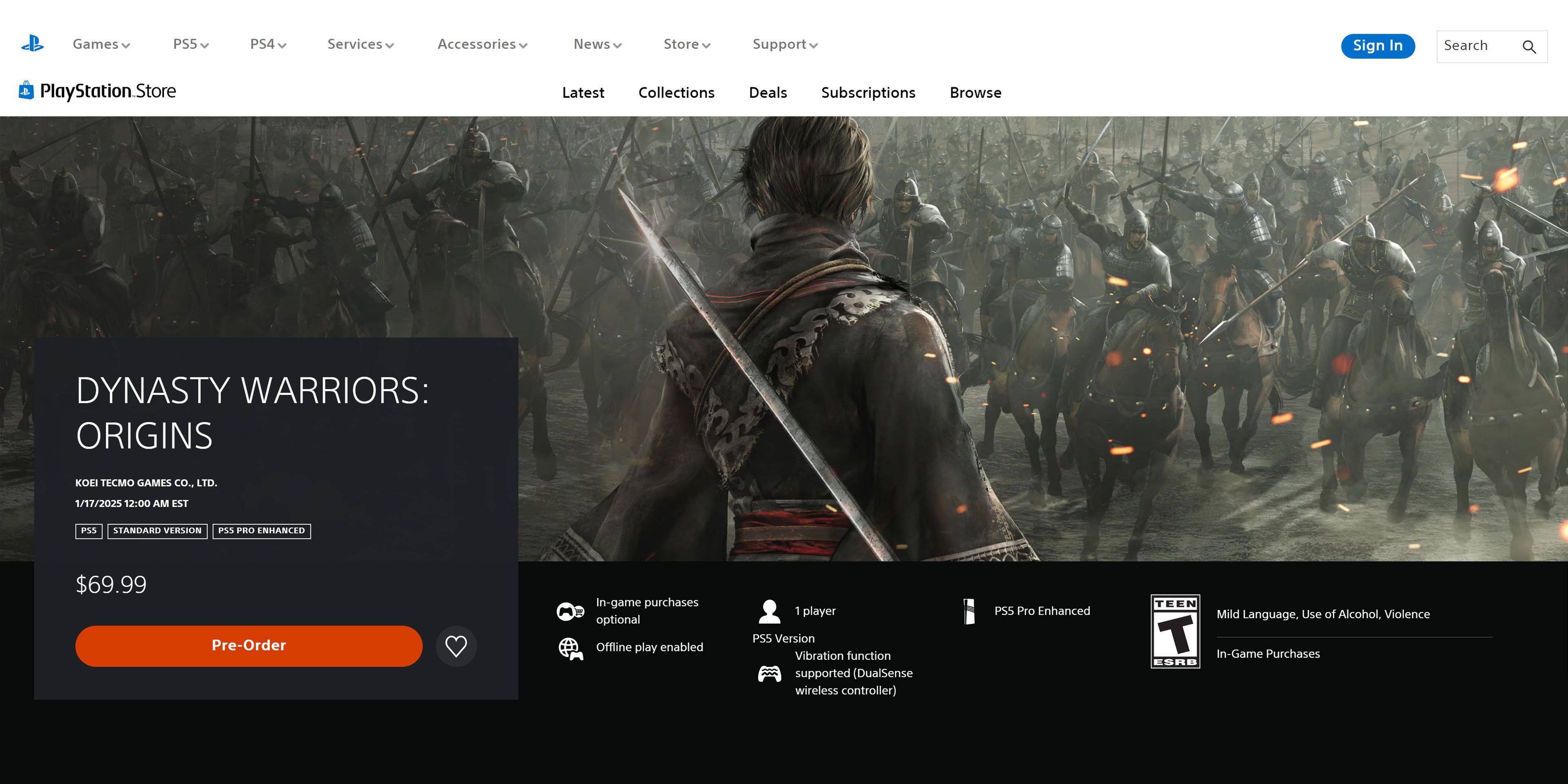 Dynasty Warriors: Origins Release