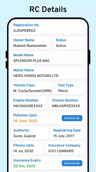 RTO Vehicle Information 螢幕截圖 2