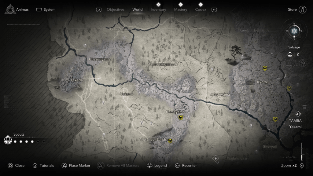 Emplacements de Tamba Kakurega