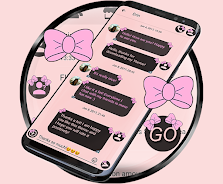 SMS Theme Ribbon Pink messages 螢幕截圖 0