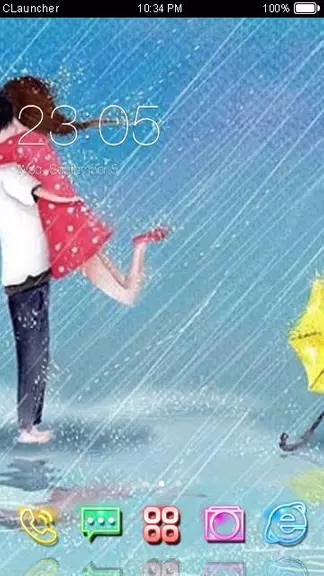 Cartoon Couple Sweet Theme HD 螢幕截圖 0