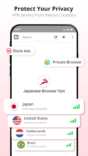 Japanese Browser Vpn: Private 螢幕截圖 2