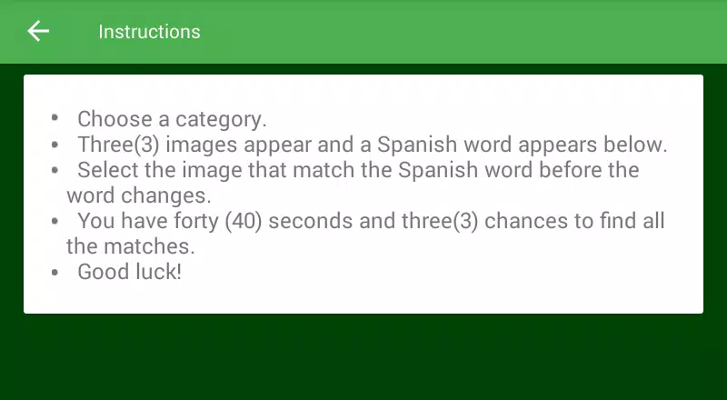 Match the Spanish Word 螢幕截圖 1