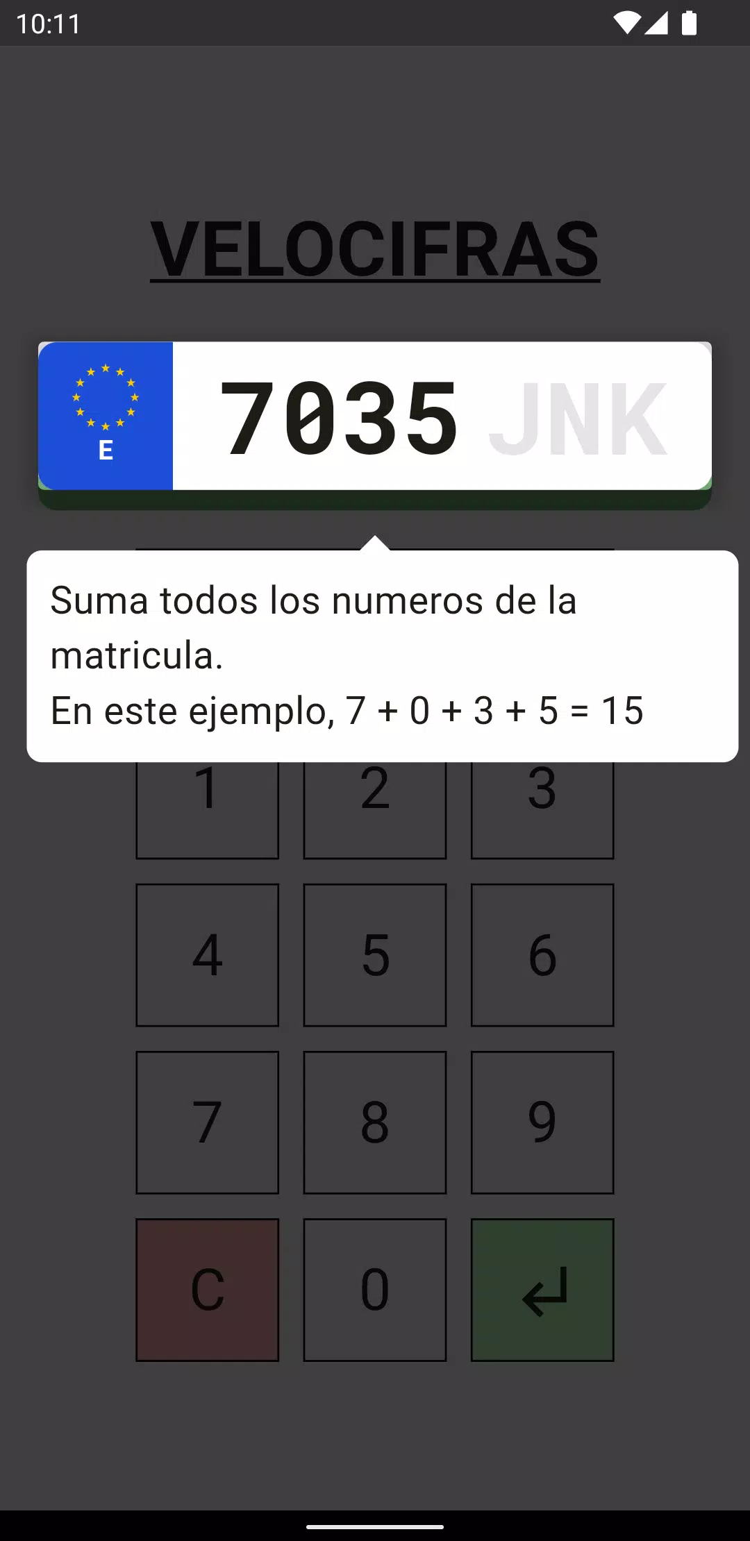 Velocifras - Juego Matrículas 스크린샷 1