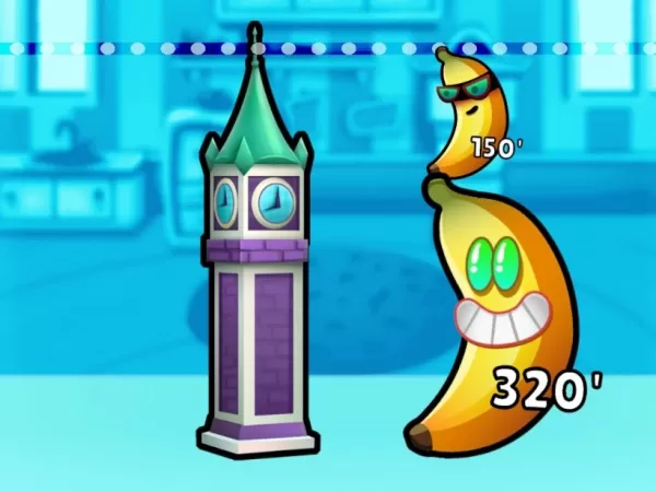 bananes empilées pour mesurer la hauteur du Big Ben