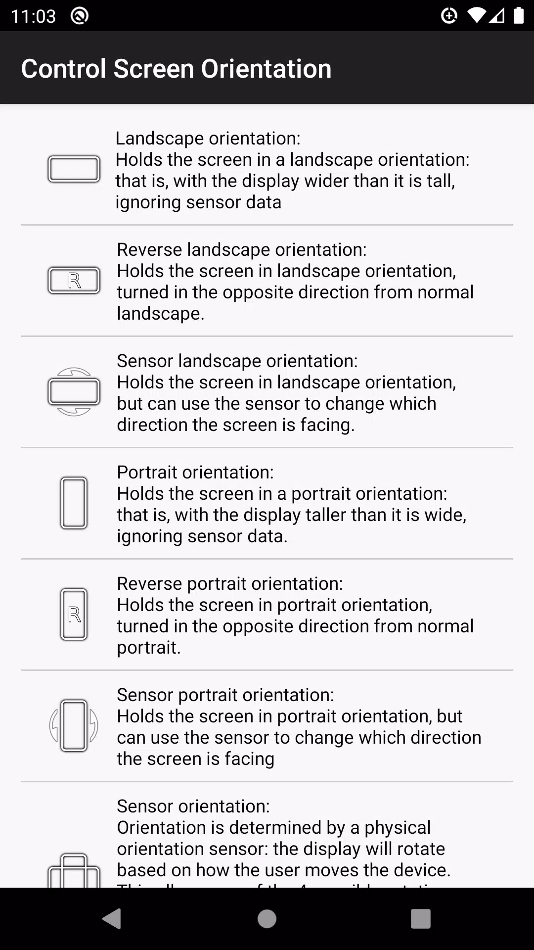 control screen rotation Capture d'écran 1