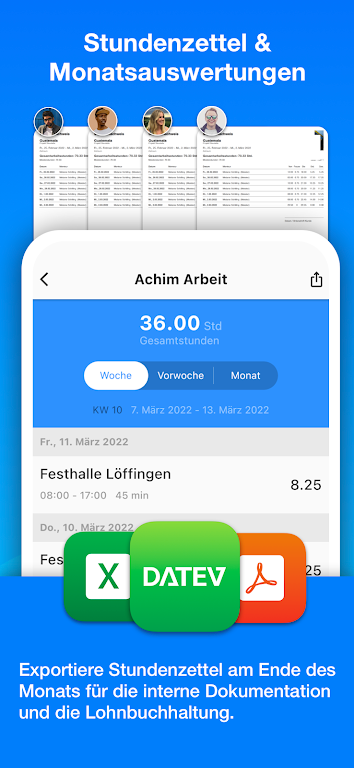 Schermata Achim App Arbeitszeiterfassung 2