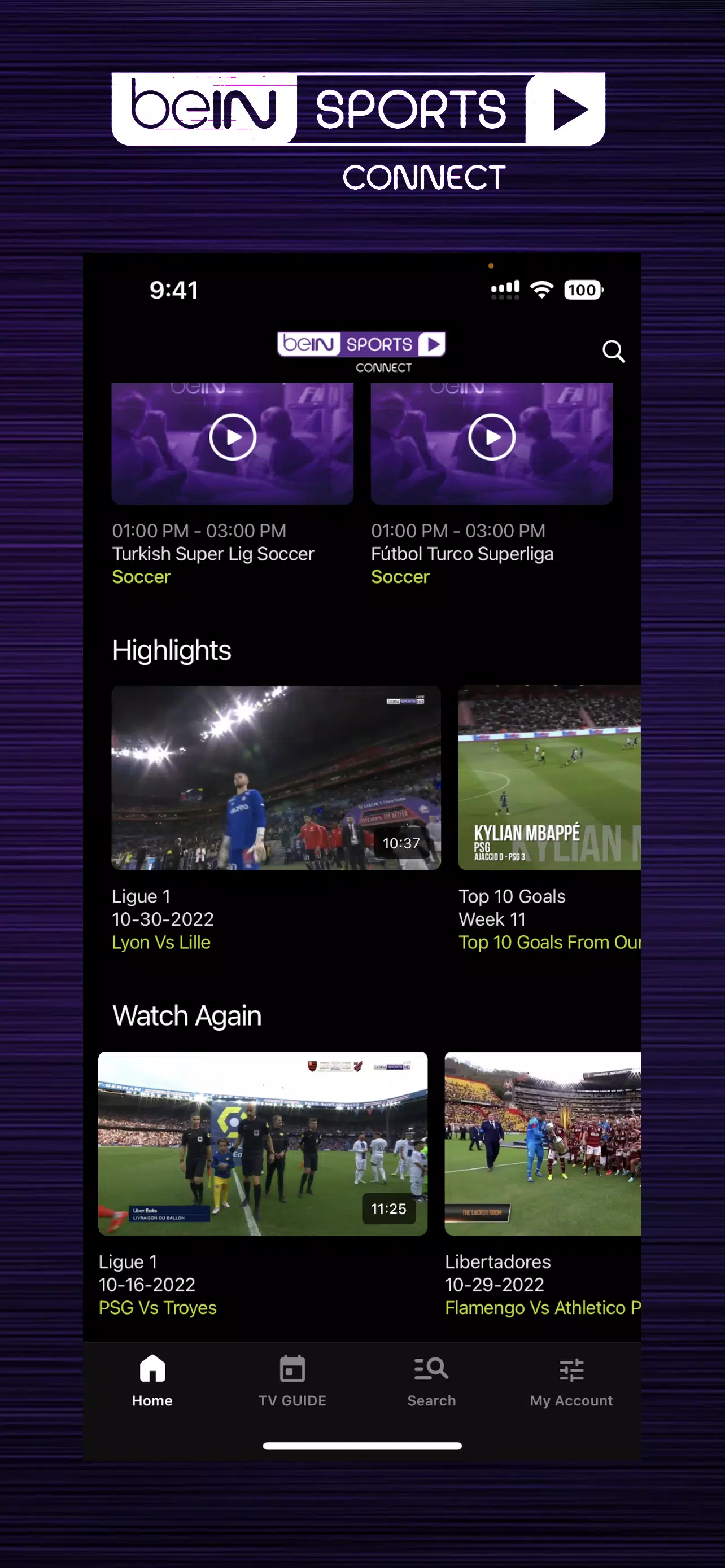 beIN SPORTS CONNECT 螢幕截圖 1