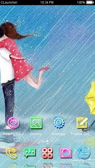 Cartoon Couple Sweet Theme HD 螢幕截圖 1