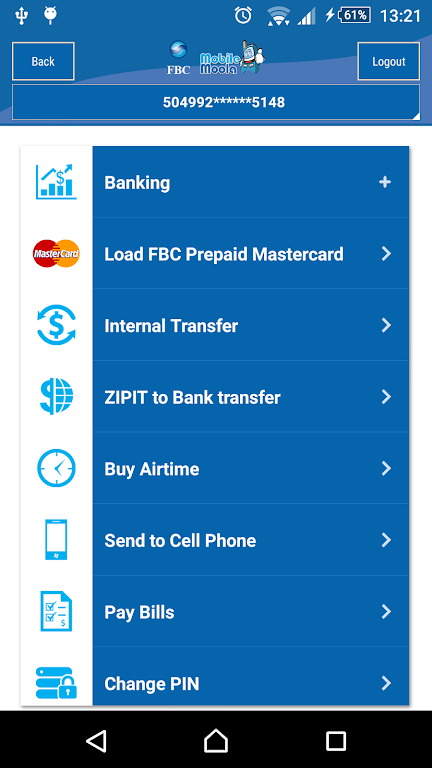 Schermata FBC Mobile Banking 0