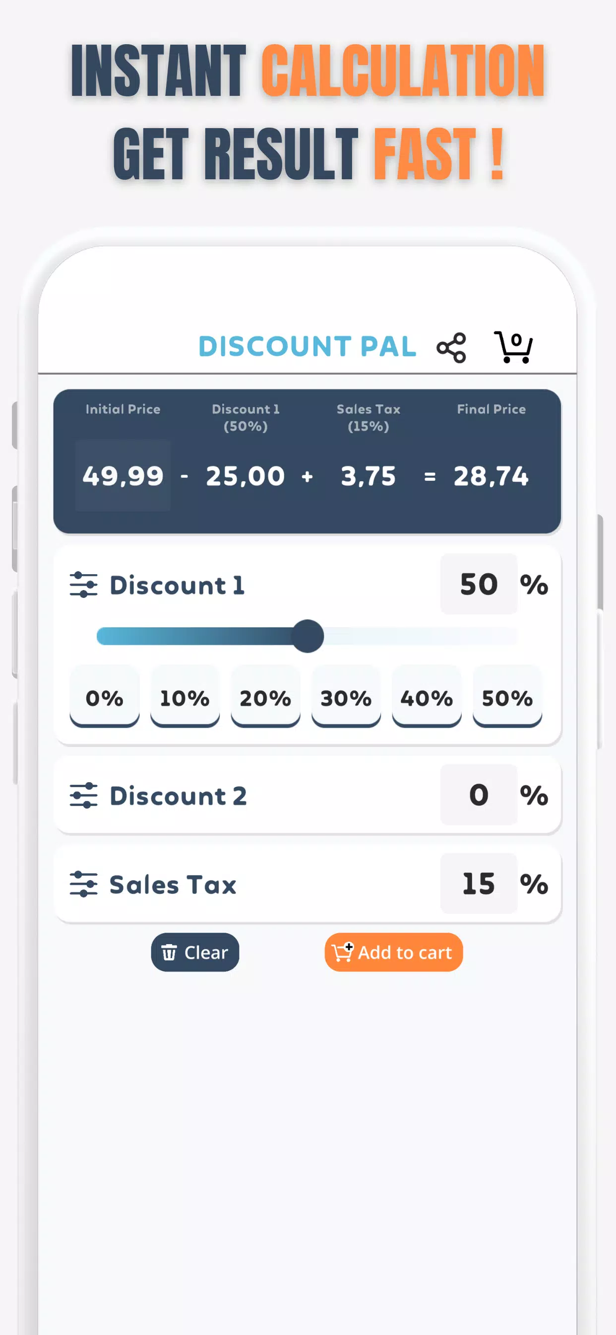 Percent Off Shoping Calculator Captura de pantalla 0