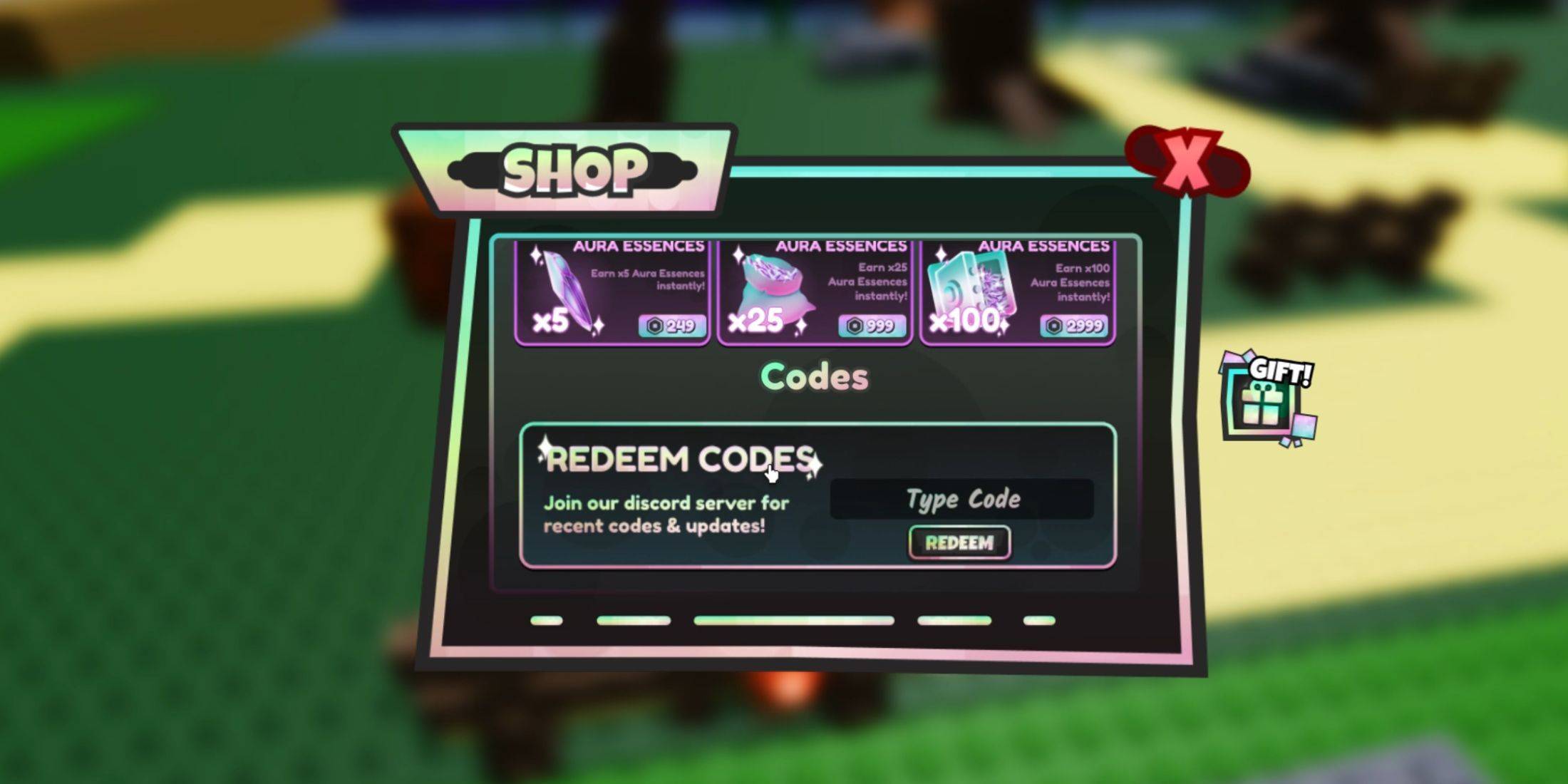 Redeeming Codes in Anime Auras RNG