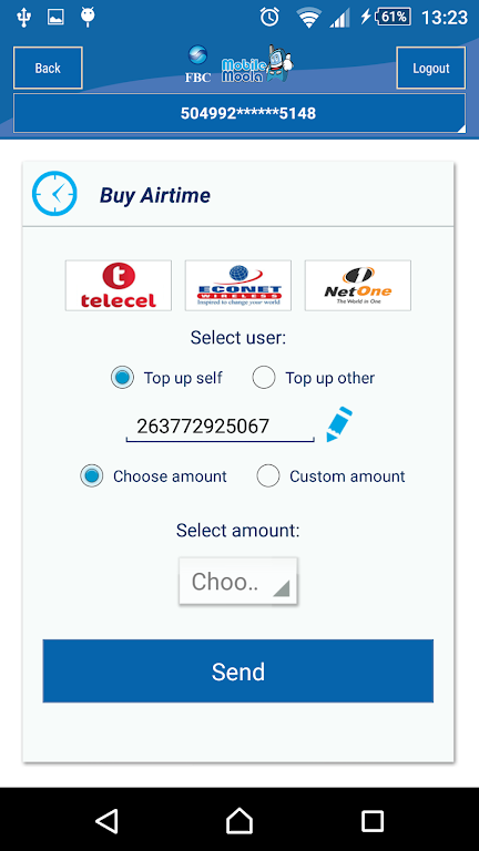 Schermata FBC Mobile Banking 2