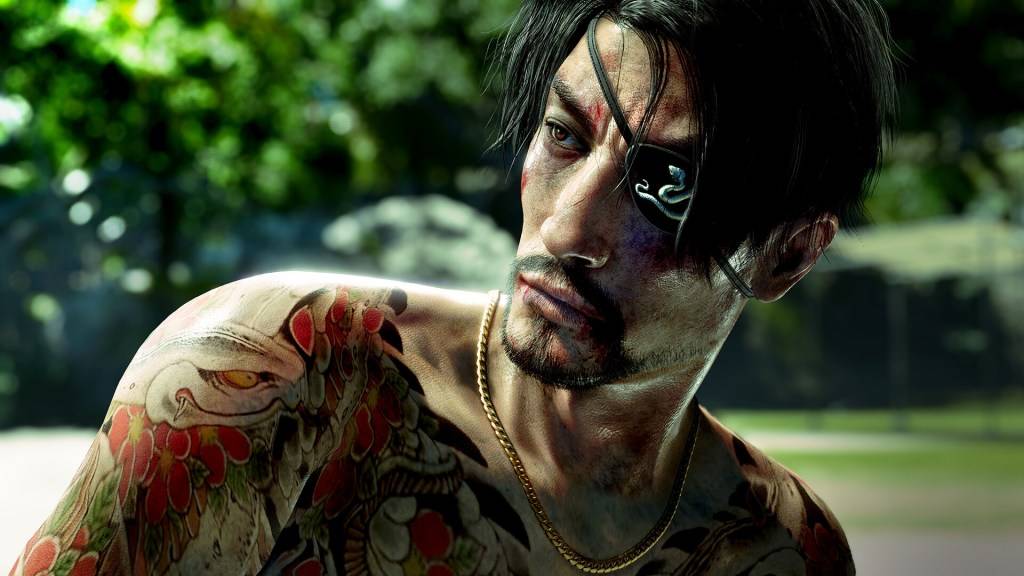 Wie ein Drache: Pirat Yakuza in Hawaii, Goro Majima mit Grün hinter ihm.