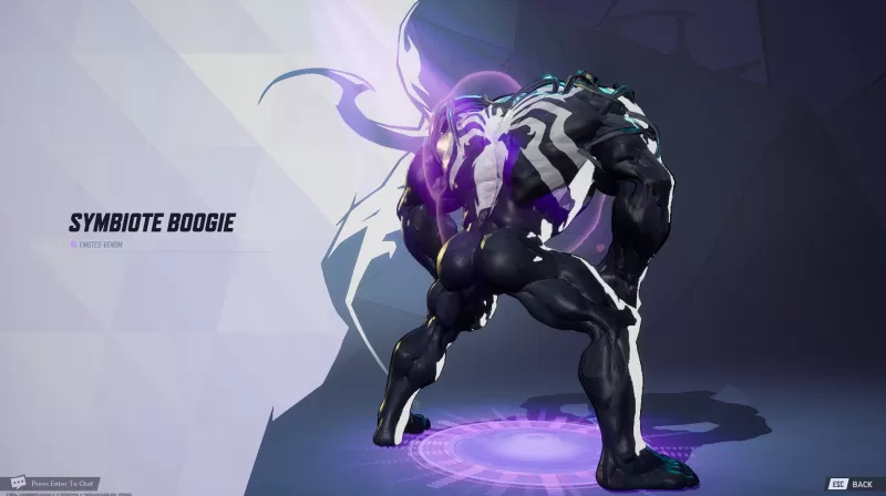 Symbiote Boogie Venom Twerk Emote, wie in Marvel -Konkurrenten zu sehen. Bild von IGN aufgenommen.