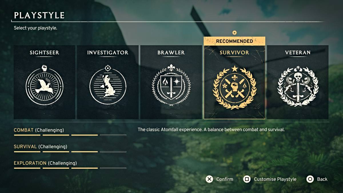 PlayStyle -Menü in Atomfall