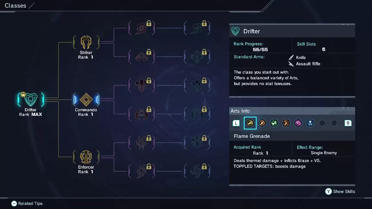 Die Drifter -Klasse -Option in Xenoblade Chronicles x