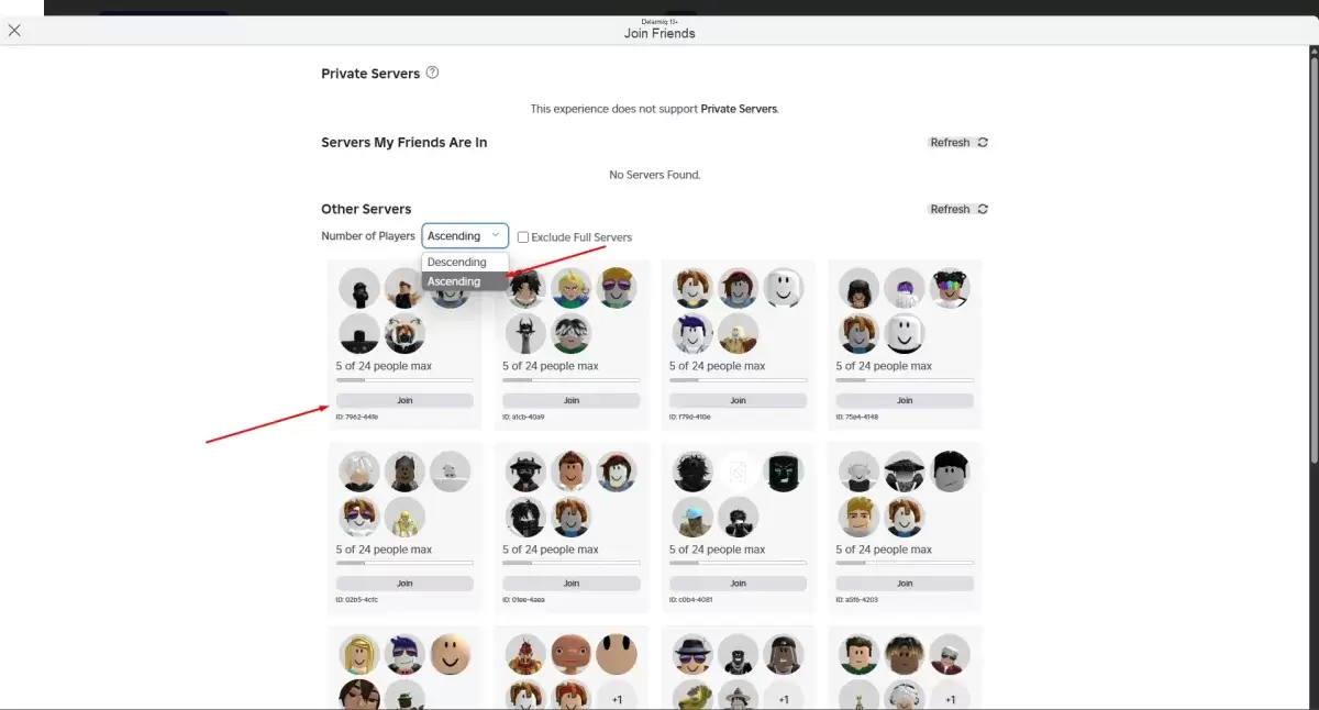 Roblox Blockspin服务器选择菜单