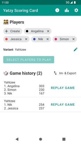 Yatzy Scoring Card Capture d'écran 0